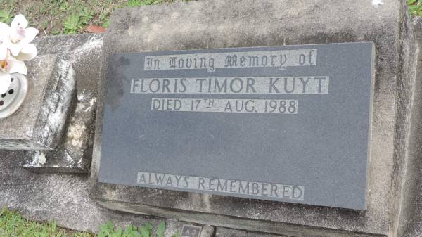Floris Timor KUYT  | d: 17 Aug 1988  |   | Cooloola Coast Cemetery  |   | 