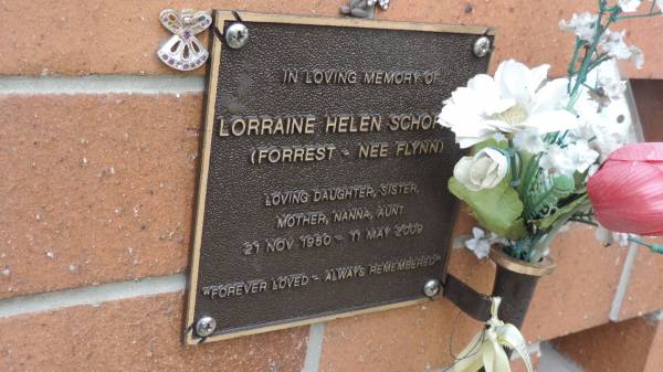 Lorraine Helen SCHOFIELD (FORREST - nee FLYNN)  | b: 21 Nov 1950  | d: 11 May 2009  |   | Cooloola Coast Cemetery  |   | 