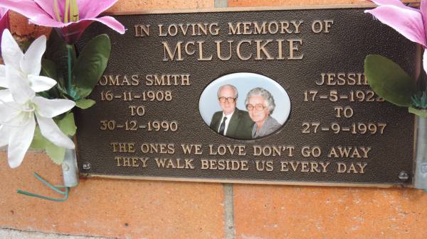 Thomas Smith McLUCKIE  | b: 16 Nov 1908  | d: 30 Dec 1990  |   | Jessie McLUCKIE  | b: 17 May 1922  | d: 27 Sep 1997  |   | Cooloola Coast Cemetery  |   | 