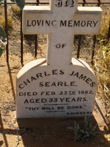 Charles James SEARLE  | d: 25 Feb 1882, aged 33  | Cossack (European and Japanese cemetery), WA  |   | 