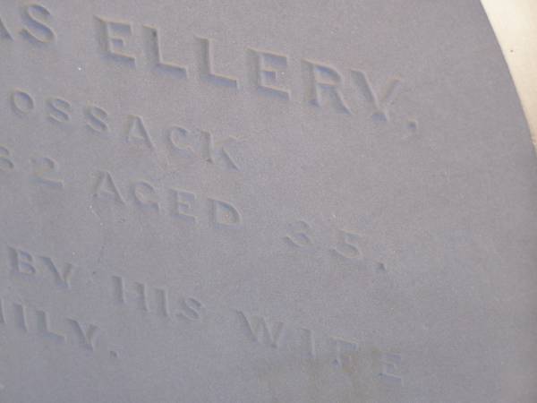 William Thomas ELLERY  | d: at Cossack 19 Feb 1882 aged 35  | Cossack (European and Japanese cemetery), WA  | 
