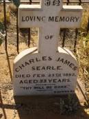 
Charles James SEARLE
d: 25 Feb 1882, aged 33
Cossack (European and Japanese cemetery), WA

