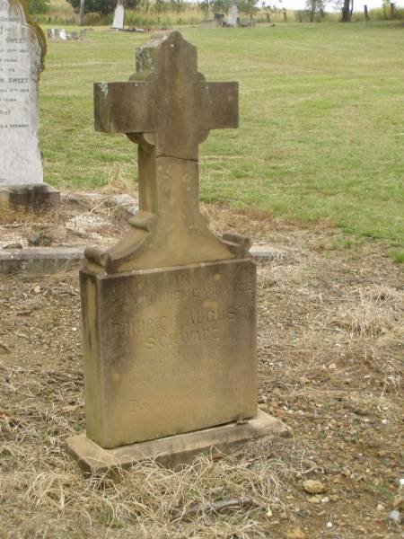 Fridrich August SCHWARZ,  | born 16 March 1847,  | died 27 March 1900;  | Coulson General Cemetery, Scenic Rim Region  | 