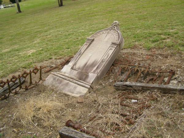 William HODGSON,  | native of Cumberland England,  | died 17 Sept 1887 aged 66 years;  | Jane HODGSON,  | died 27 April 1916 aged 92 years;  | Coulson General Cemetery, Scenic Rim Region  |   | 