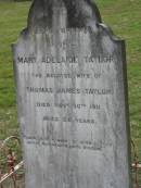 Mary Adelaide TAYLOR, wife of Thomas James TAYLOR, died 30 Nov 1911 aged 25 years; Coulson General Cemetery, Scenic Rim Region 
