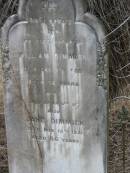 William DIMMICK, husband, died 3 Oct 1908 aged 75 years; Jane DIMMICK, died 15 Nov 1921 aged 86 years; Coulson General Cemetery, Scenic Rim Region 