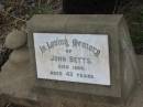 
John BETTS,
died 1889 aged 43 years;
Coulson General Cemetery, Scenic Rim Region
