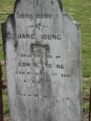 Jane YOUNG, wife of Edward YOUNG, died 13 Oct 1903 aged 58 years; Coulson General Cemetery, Scenic Rim Region 