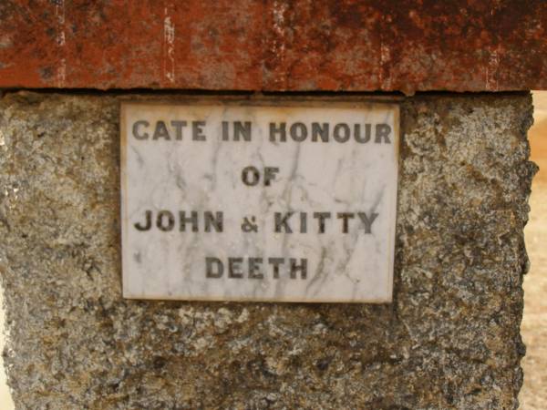 John & Kitty DEETH;  | Crows Nest Methodist Pioneer Wall, Crows Nest Shire  | 