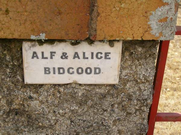 Alf [Alfred] & Alice BIDGOOD;  | Crows Nest Methodist Pioneer Wall, Crows Nest Shire  | 