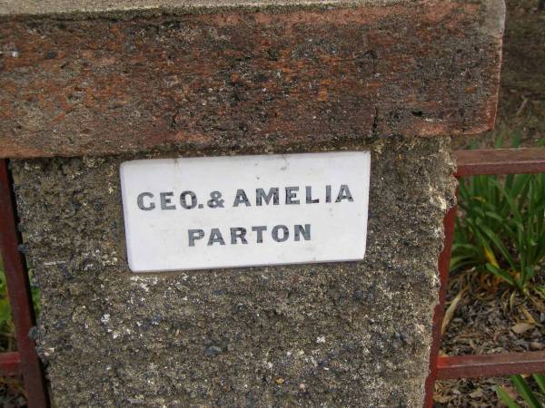 Geo [George] & Amelia PARTON;  | Crows Nest Methodist Pioneer Wall, Crows Nest Shire  | 