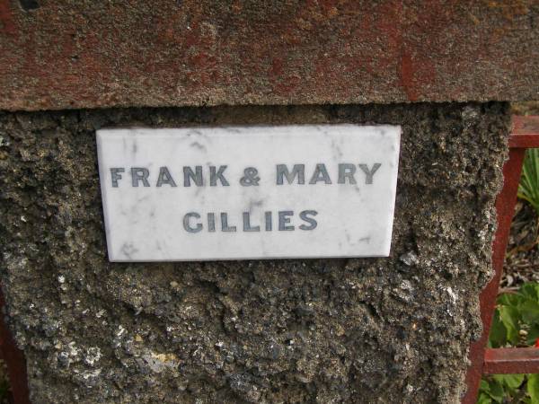 Frank & Mary GILLIES;  | Crows Nest Methodist Pioneer Wall, Crows Nest Shire  | 