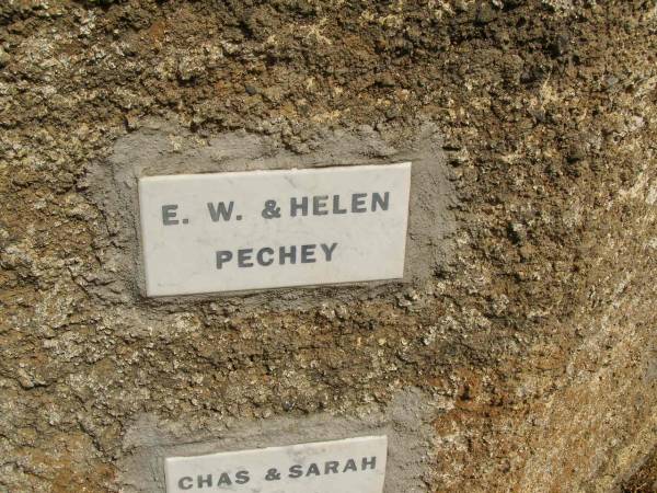 E.W. & Helen PECHEY;  | Crows Nest Methodist Pioneer Wall, Crows Nest Shire  | 