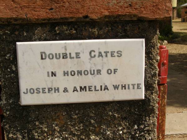 Joseph & Amelia WHITE;  | Crows Nest Methodist Pioneer Wall, Crows Nest Shire  | 