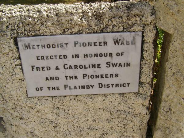 Fred & Carolin SWAIN;  | Crows Nest Methodist Pioneer Wall, Crows Nest Shire  | 
