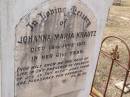 
Johanna Maria KRAUTZ,
died 18 June 1917 in 61st year;
Douglas Lutheran cemetery, Crows Nest Shire
