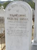 
Wilhelmine Pauline NOSKE,
died 9 Feb 1928 aged 52 years 11 months;
August NOSKE,
died 23 Apr 1924 aged 60 years;
Douglas Lutheran cemetery, Crows Nest Shire
