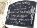 
parents;
Ferdinand PUKALLUS;
Agnes PUKALLUS,
died in 1960;
Douglas Lutheran cemetery, Crows Nest Shire
