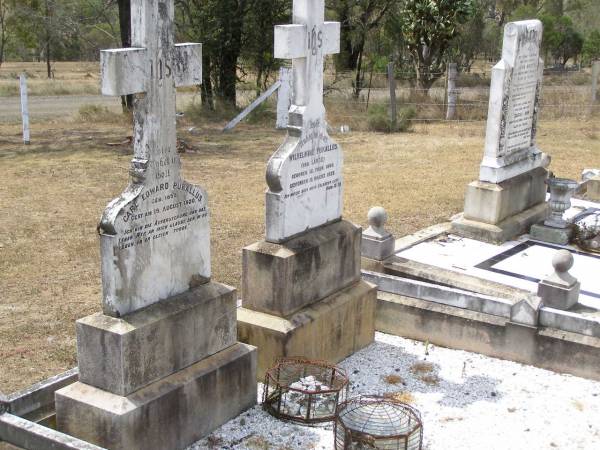 Carl Edward PUKALLUS,  | born 1855 died 19 August 1920;  | Wilhelmine PUKALLUS (nee LANGE),  | born 12 Feb 1860 died 10 March 1923;  | Douglas Lutheran cemetery, Crows Nest Shire  | 