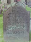 
Mary THOMSON
d: 20 Mar 1821 aged 56
spouse to John WELCH LocKerby

John WELCH
d: 21 Jan 1839 aged 79 at Dinwoodiegreen

Elizabeth RODDICK
spouse to John WELSH their son
d: 10 Apr 1866 aged 66 at Lockerbie

John WELSH
d: 18 Dec 1875 aged 72 at Cumstoun Cottage

Also William WELSH
d: 14 Sep 1879 aged 17
son of John WELSH

John WELSH
d: 12 May 1890 aged 54 at Gillesbie

his wife
Agnes BLACK
d: 28 Aug 1891 aged 58 at Breckonside

Cemetery of Dryfesdale Parish Church, Lockerbie, Dumfriesshire, Scotland


