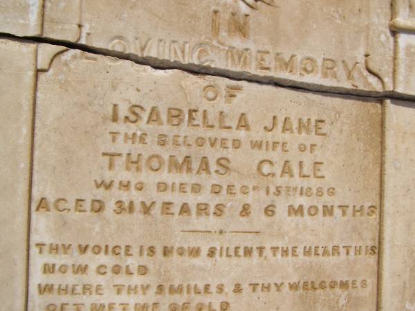 Grave of Isabella Jane GALE,  | Old Dubbo cemetery,  | New South Wales  | 