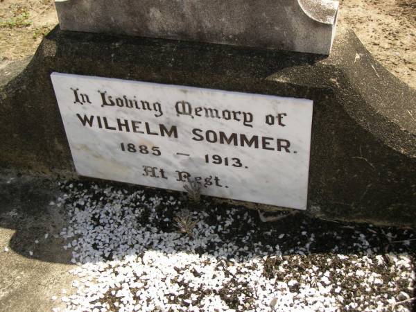 Wilhelm SOMMER,  | 1885 - 1913;  | Dugandan Trinity Lutheran cemetery, Boonah Shire  | 