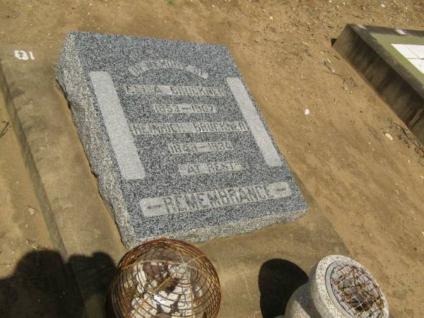 Elisa BRUCKER,  | 1853 - 1907;  | Heinrich BRUCKNER,  | 1849 - 1934;  | Dugandan Trinity Lutheran cemetery, Boonah Shire  | 