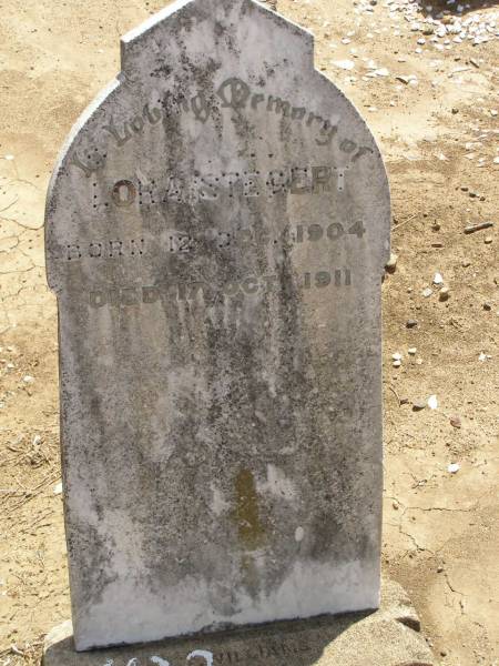 Lora STEGERT,  | born 12 Dec 1904,  | died 17 Oct 1911;  | Dugandan Trinity Lutheran cemetery, Boonah Shire  | 