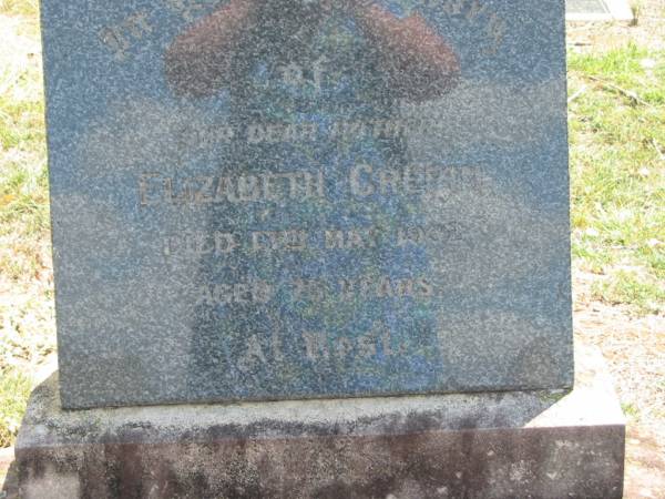 Elizabeth CREPIN,  | mother,  | died 13? May 1952 aged 75? years;  | Dugandan Trinity Lutheran cemetery, Boonah Shire  | 