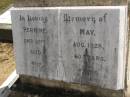 Hermine MAY,
died 28 Aug 1928 aged 60 years;
Dugandan Trinity Lutheran cemetery, Boonah Shire