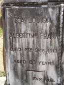 Ida Louisa Albertine FRANK,
died 6 Sep 1919 aged 68 years;
Jacob FRANK,
died 30 Jan 1925 aged 75 years;
Dugandan Trinity Lutheran cemetery, Boonah Shire