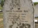 
Gustav Heinrich KOY,
born 14 April 1885,
died 2 March 1913;
Dugandan Trinity Lutheran cemetery, Boonah Shire
