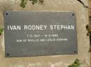 Ivan Rodney STEPHAN,
7-3-1937 - 15-2-1946,
son of Phyllis & Leslie STEPHAN;
Dugandan Trinity Lutheran cemetery, Boonah Shire