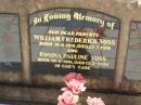 parents;
William Frederick VOSS,
born 18-8-1891,
died 27-7-1978;
Rosina Pauline VOSS,
born 19-9-1910,
died 13-7-1978;
Dugandan Trinity Lutheran cemetery, Boonah Shire