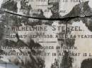 August STENZEL,
husband of Wilhelmine STENZEL,
died 21 Feb 1923 aged 75 years;
Wilhelmine STENZEL,
died 16 Sep 1938 aged 84 years;
Dugandan Trinity Lutheran cemetery, Boonah Shire