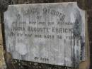 Maria Auguste EHRICH,
wife mother,
died 17 May 1932 aged 68 years;
Dugandan Trinity Lutheran cemetery, Boonah Shire