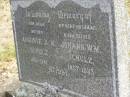 
Auguste A.W. SCHULZ,
mother,
1861 - 1941;
Johann W.M. SCHULZ,
husband father,
1857 - 1933;
Dugandan Trinity Lutheran cemetery, Boonah Shire
