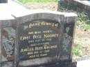 
parents;
Ernst Hugo KIRCHNER,
died 10 May 1945 aged 60 years;
Amelia Ruby KIRCHER,
died 11 Feb 1975 aged 82 years;
Dugandan Trinity Lutheran cemetery, Boonah Shire
