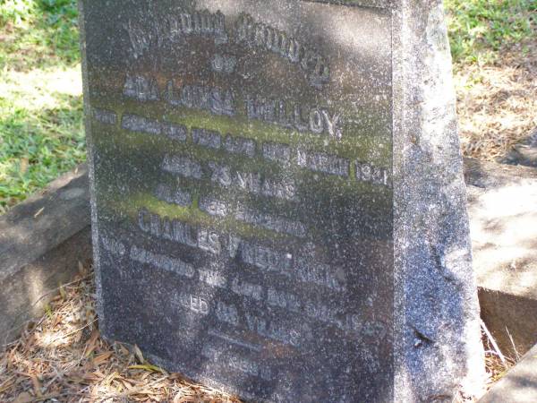 Ada Louisa MELLOY  | 18 Mar 1941 aged 73  | (husband) Charles Frederick (MELLOY)  | 20 Dec 1947? aged 83  | South Brisbane (Dutton Park) Cemetery  |   |
