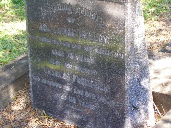 Ada Louisa MELLOY  | 18 Mar 1941 aged 73  | (husband) Charles Frederick (MELLOY)  | 20 Dec 1947? aged 83  | South Brisbane (Dutton Park) Cemetery  |   | 