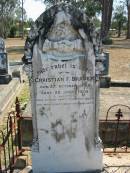 
Christian F BRAUER
b: 27 Oct 1883, d: 22 Jul 1914
Eagleby Cemetery, Gold Coast City
