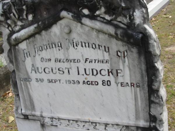 August LUDCKE  | 3 Sep 1939, aged 80  | Eagleby Cemetery, Gold Coast City  | 