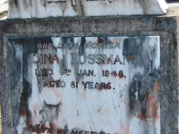 Dina ROSSMAN  | 6 Jan 1948, aged 81  | Eagleby Cemetery, Gold Coast City  | 