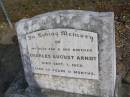 Charles August ARNDT, son brother, died 7 Sept 1928 aged 22 years 11 months; Emu Creek cemetery, Crows Nest Shire 