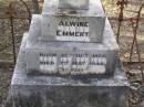 Alwine EMMERT, born 10 Oct 1856 died 7 May 1940; Emelie THIES, wife of W. THIES, born 20 Jan 1882 Toowoomba, died 20 Dec 1915 aged 33 years; Heinrich EMMERT, husband, born Zelasen 25 Sept 1854, died 1 Feb 1921 aged 66 years; Emu Creek cemetery, Crows Nest Shire 