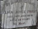Alma Joyce TROST, died 14 July 1938 aged 25 years; Emu Creek cemetery, Crows Nest Shire 