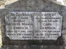 Augusta Maria GENRICH, mother, died 12 Dec 1961 aged 78 years; Carl GENRICH, husband father, died 7 Aug 1954 aged 73 years; Emu Creek cemetery, Crows Nest Shire 