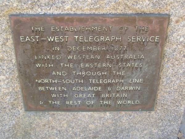 East-West Telegraph Service memorial,  | Eucla willage,  | Nullarbor Plain,  | Eyre Highway,  | Western Australia  | 