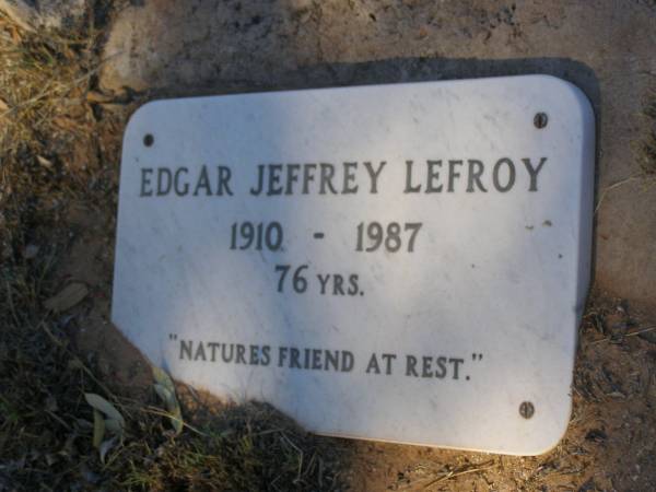 Edgar Jeffrey LEFROY  | b: 1910  | d: 1987 aged 76  |   | Exmouth Cemetery, WA  |   |   | 