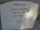 I. Van KAPEL d: 15 Jul 1983  Exmouth Cemetery, WA  